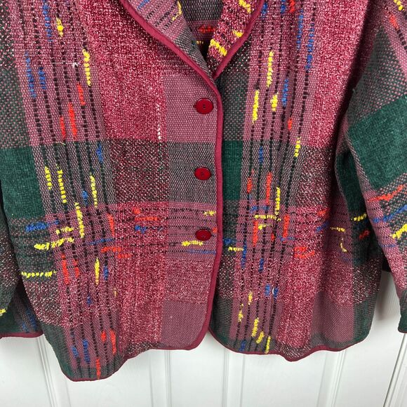 Vintage Studio West Boho Red Black Woven Colorful Tapestry Jacket Womens 3X - Picture 8 of 11
